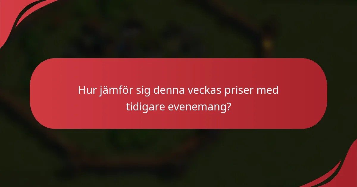 Hur jämför sig denna veckas priser med tidigare evenemang?