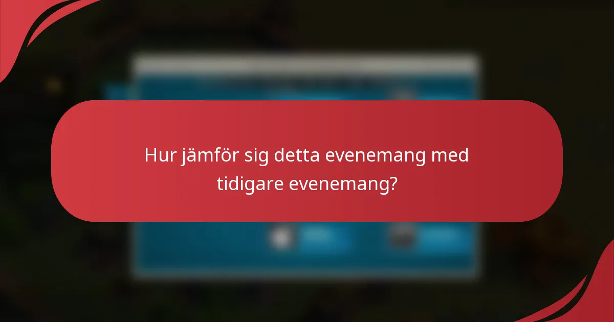 Hur jämför sig detta evenemang med tidigare evenemang?