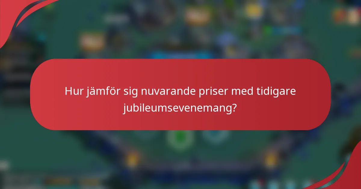 Hur jämför sig nuvarande priser med tidigare jubileumsevenemang?