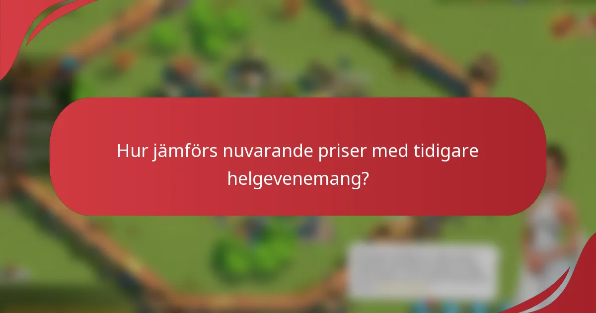 Hur jämförs nuvarande priser med tidigare helgevenemang?