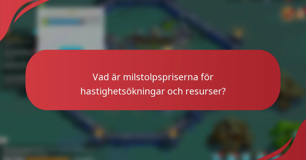 Vad är milstolpspriserna för hastighetsökningar och resurser?