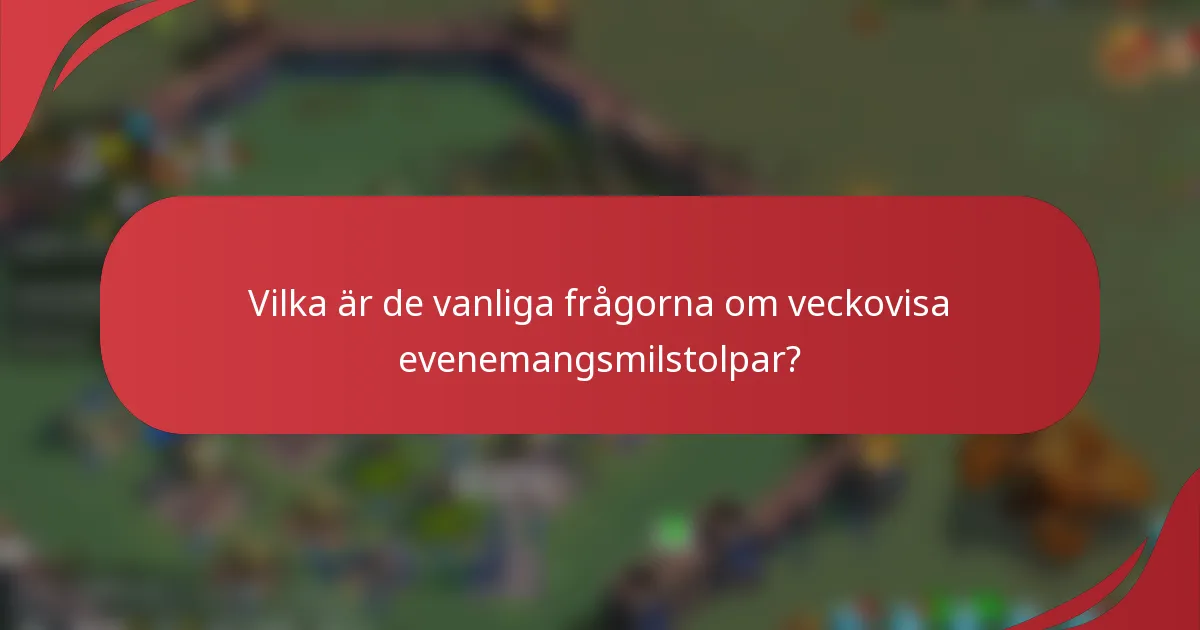 Vilka är de vanliga frågorna om veckovisa evenemangsmilstolpar?