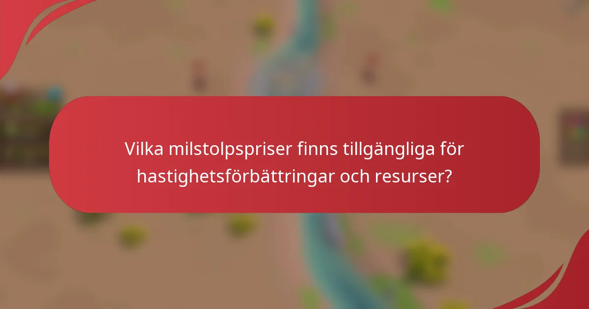 Vilka milstolpspriser finns tillgängliga för hastighetsförbättringar och resurser?